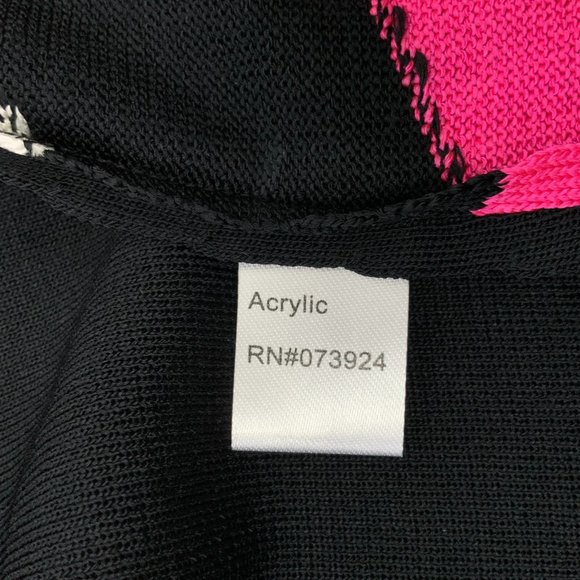 Ming Wang Open Front Knit Cardigan Career Black White Pink Medium - Picture 13 of 16